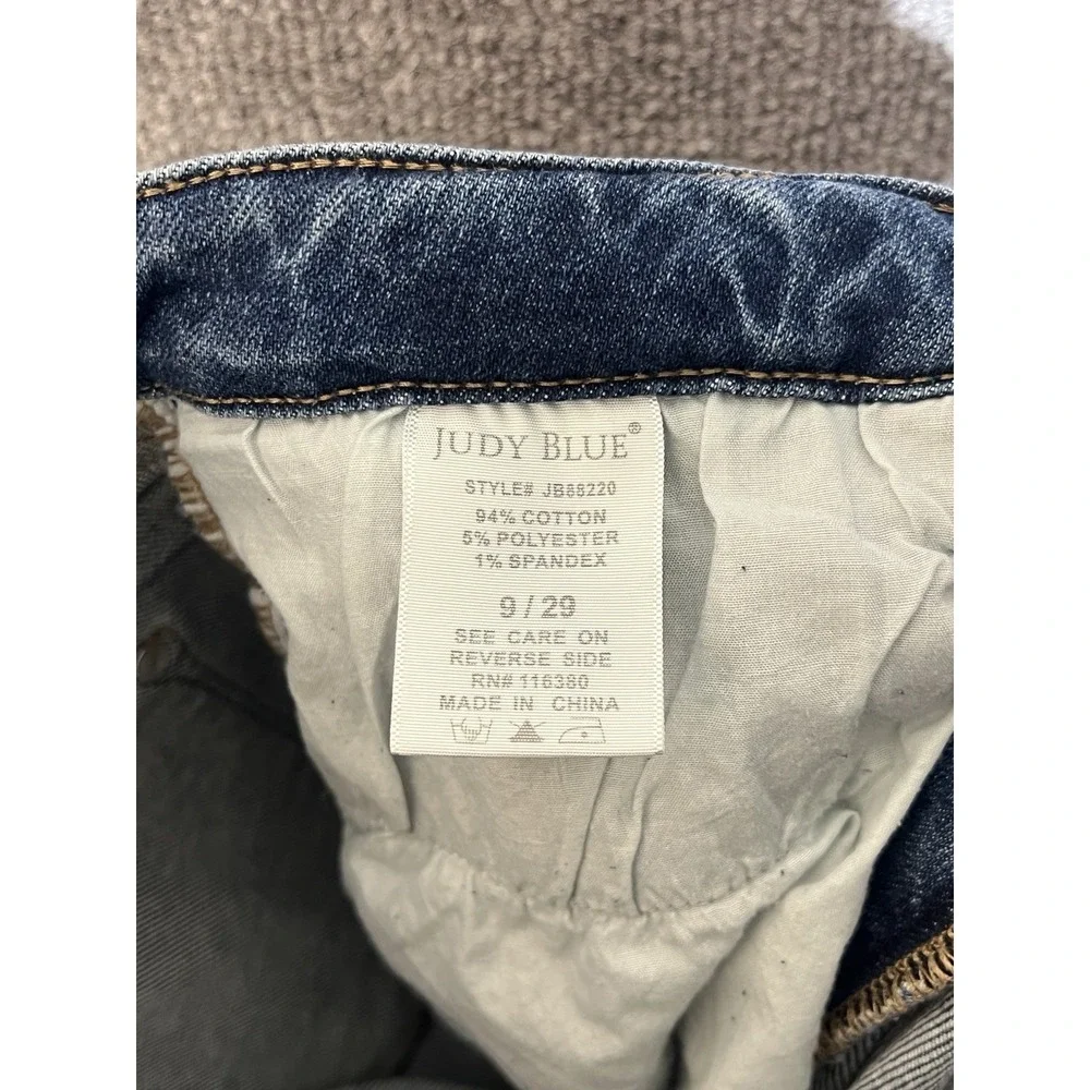 Judy Blue High Rise Boyfriend Jeans Juniors Size 9/29 Blue Distressed Stretch